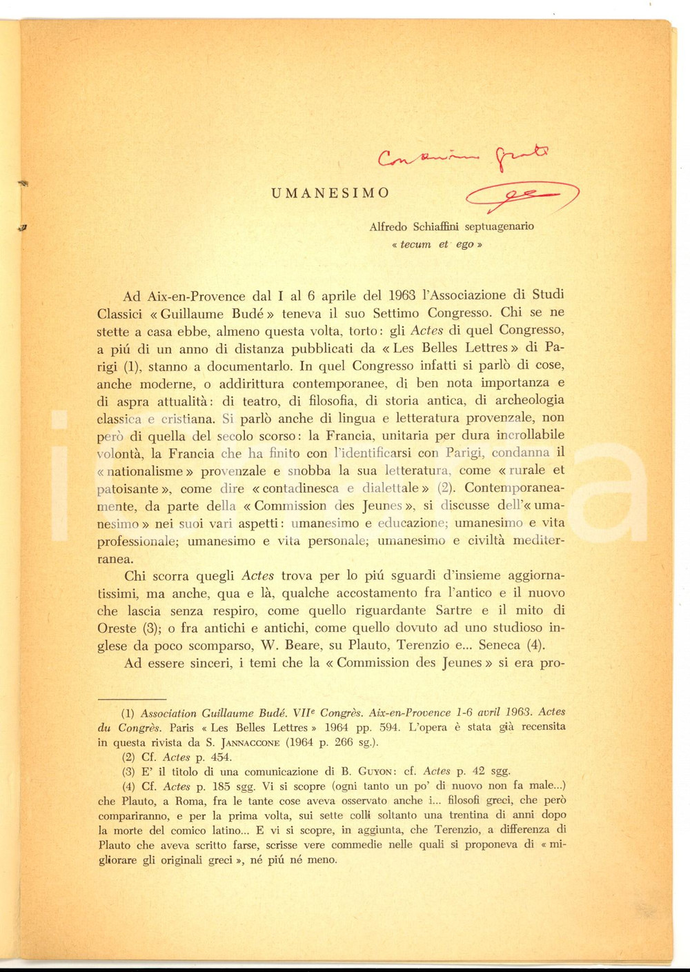 Libro, pubblicazione d epoca 1965 Enzo V. MARMORALE Umanesimo Opuscolo AUTOGRAFO 1