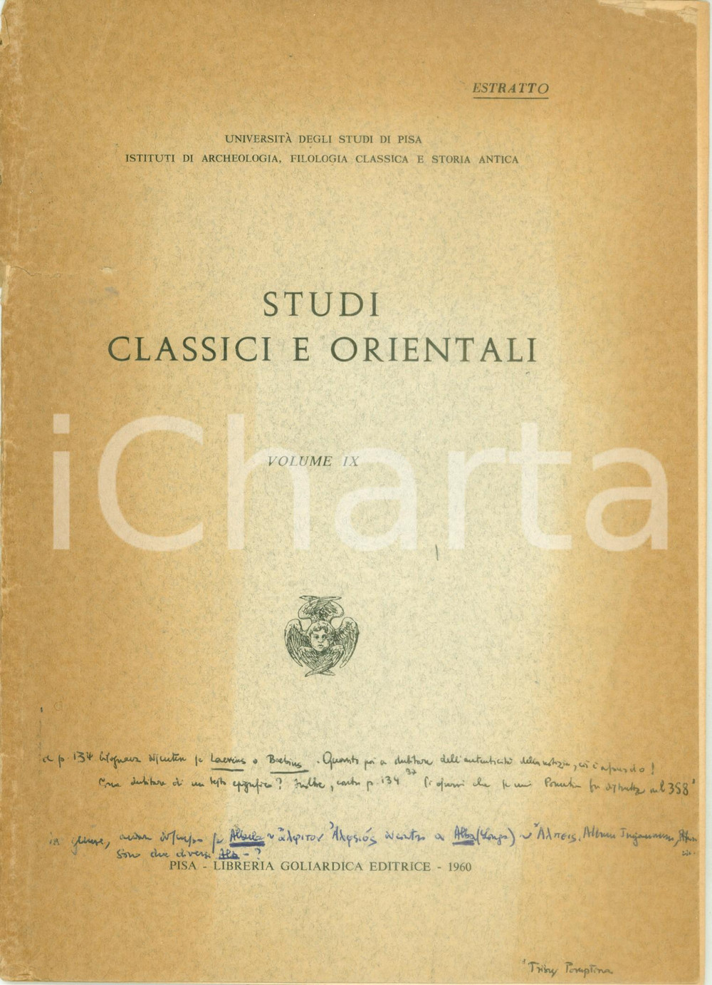 Libro, pubblicazione d epoca 1960 Ornella ZANCO Osservazioni a STRABONE religione albani caucasici AUTOGRAFI 1