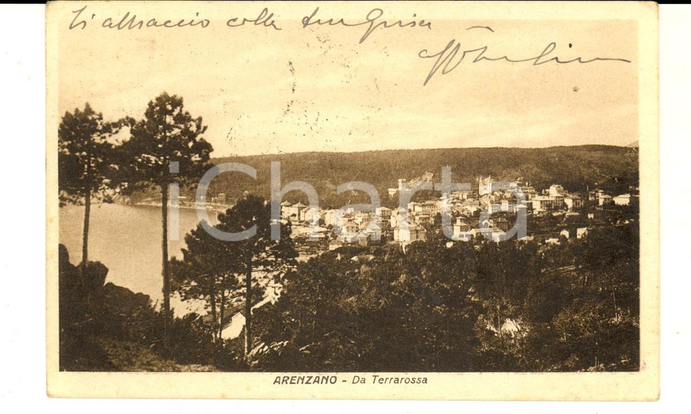 Cartolina originale da collezione 1934 ARENZANO GE Panorama da TERRAROSSA Cartolina postale VINTAGE FP VG 1