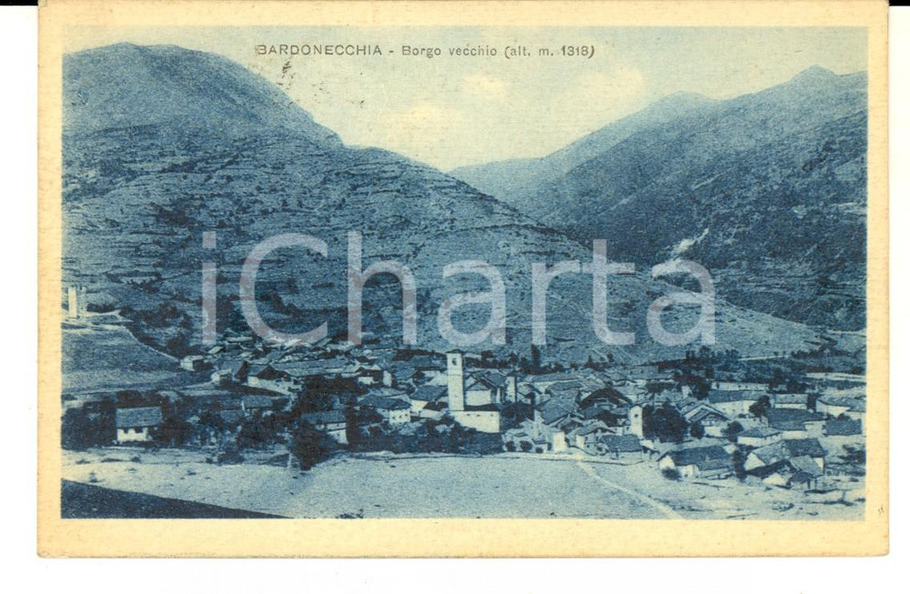 Cartolina originale da collezione 1920 BARDONECCHIA TO Panorama con il BORGO VECCHIO Cartolina FP VG 1