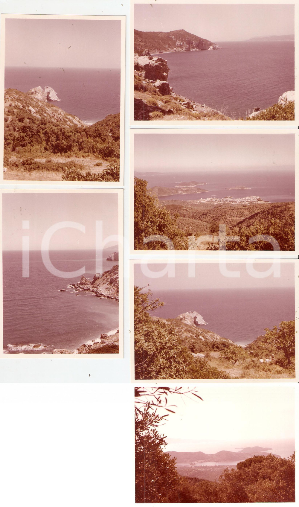 Fotografia d epoca originale 1963 SKIATHOS  SCIATO GREECE Panorama del borgo di KASTRO Lotto 6 foto 9x11 1