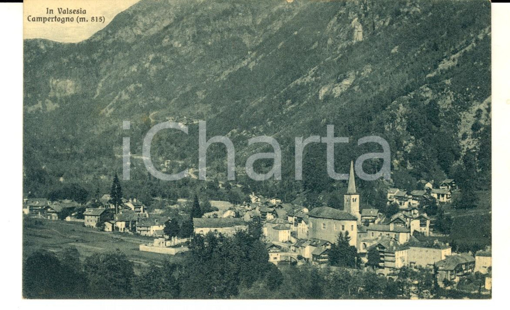 Cartolina originale da collezione 1932 CAMPERTOGNO VC Veduta del paese sulla VALSESIA Cartolina postale FP VG 1