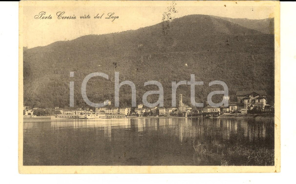 Cartolina originale da collezione 1922 PORTO CERESIO VA Veduta del paese dal lago Cartolina postale FP VG 1