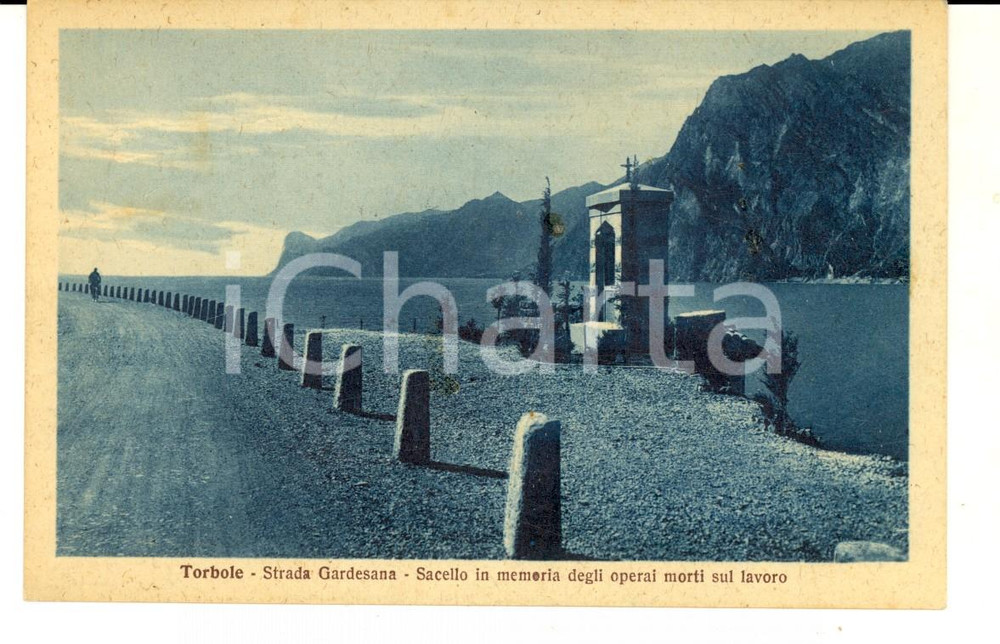 Cartolina originale da collezione 1932 TORBOLE Strada GARDESANA Sacello pro operai morti sul lavoro Cartolina FP 1