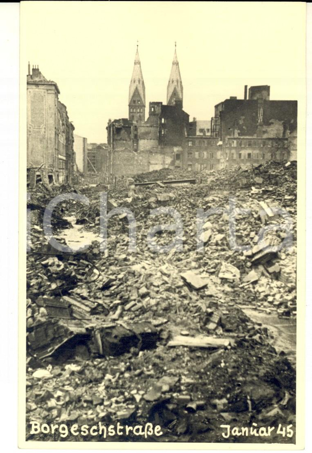 Cartolina originale da collezione Gennaio 1945 WW2 HAMBURG Borgeschstrasse distrutta dalle bombe Cartolina FP 1