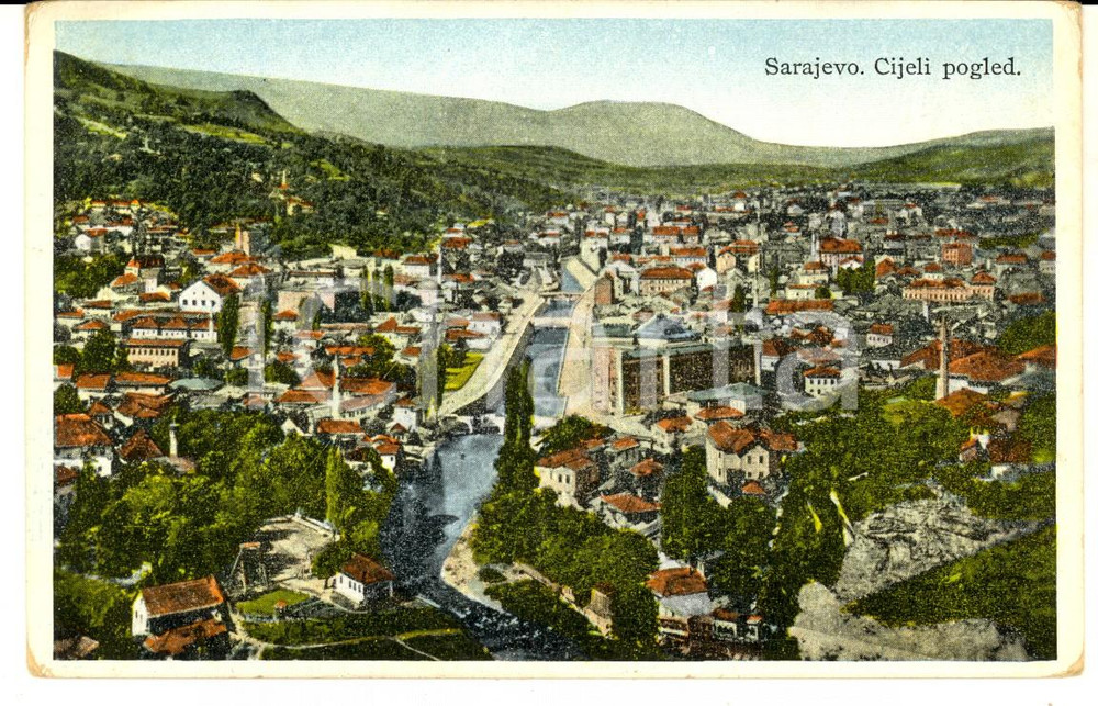 Cartolina originale da collezione 1916 SARAJEVO BOSNIA Veduta panoramica generale Cartolina illustrata FP 1