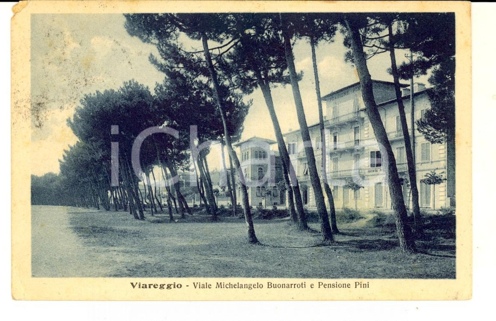 Cartolina originale da collezione 1929 VIAREGGIO LU Villa Michelangelo BUONARROTI e Pensione Pini Cartolina FP 1