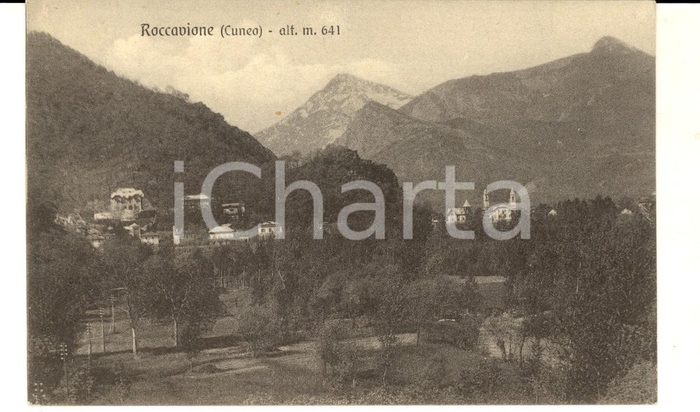 Cartolina originale da collezione 1930 ROCCAVIONE CN Panorama del paese Cartolina postale FP VG 1