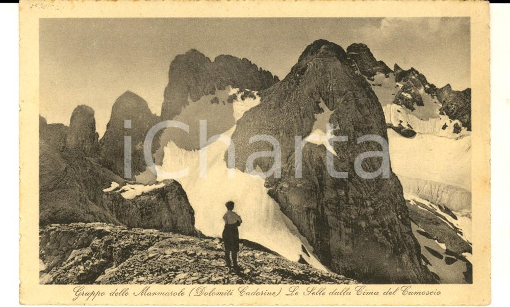 Cartolina originale da collezione 1915 GRUPPO DELLE MARMAROLE BL Le SELLE dalla Cima del Camoscio Cartolina 1