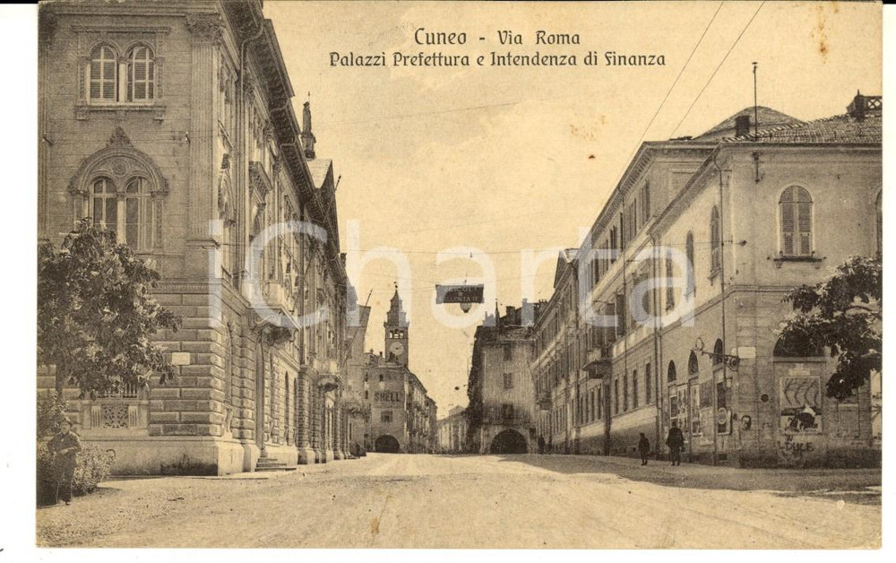 Cartolina originale da collezione 1928 CUNEO Via Roma  Palazzi Prefettura e Intendenza di Finanza Cartolina FP 1