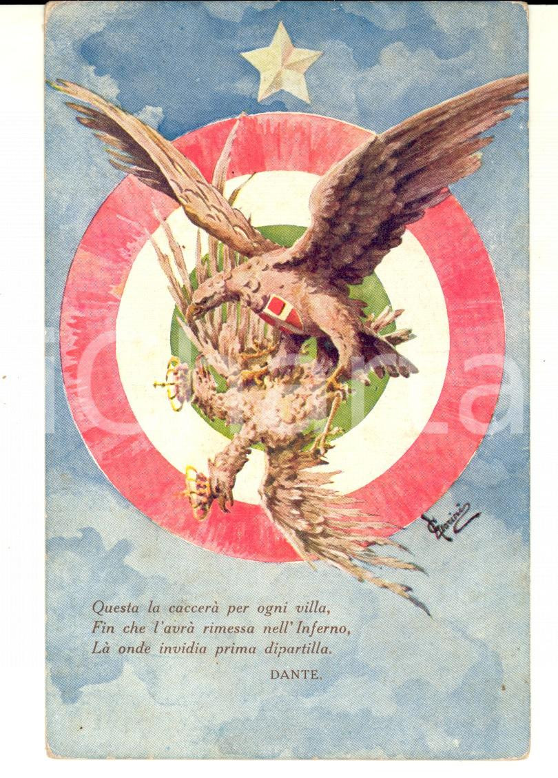 Cartolina originale da collezione 1915 ca WW1 PROPAGANDA Aquila sabauda abbatte asburgica Cartolina ill. LORINI 1