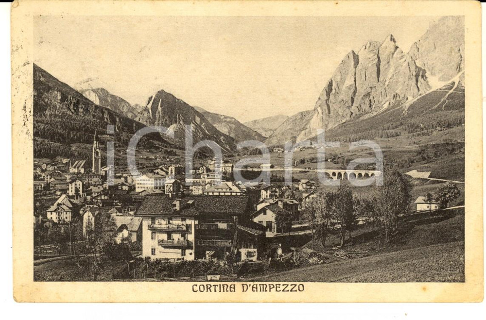 Cartolina originale da collezione 1926 CORTINA D AMPEZZO Veduta panoramica del paese Cartolina FP VG 1
