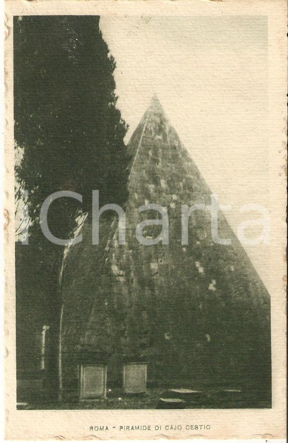 Cartolina originale da collezione 1919 ROMA Piramide di Caio Cestio Panorama Cartolina FP VG 1