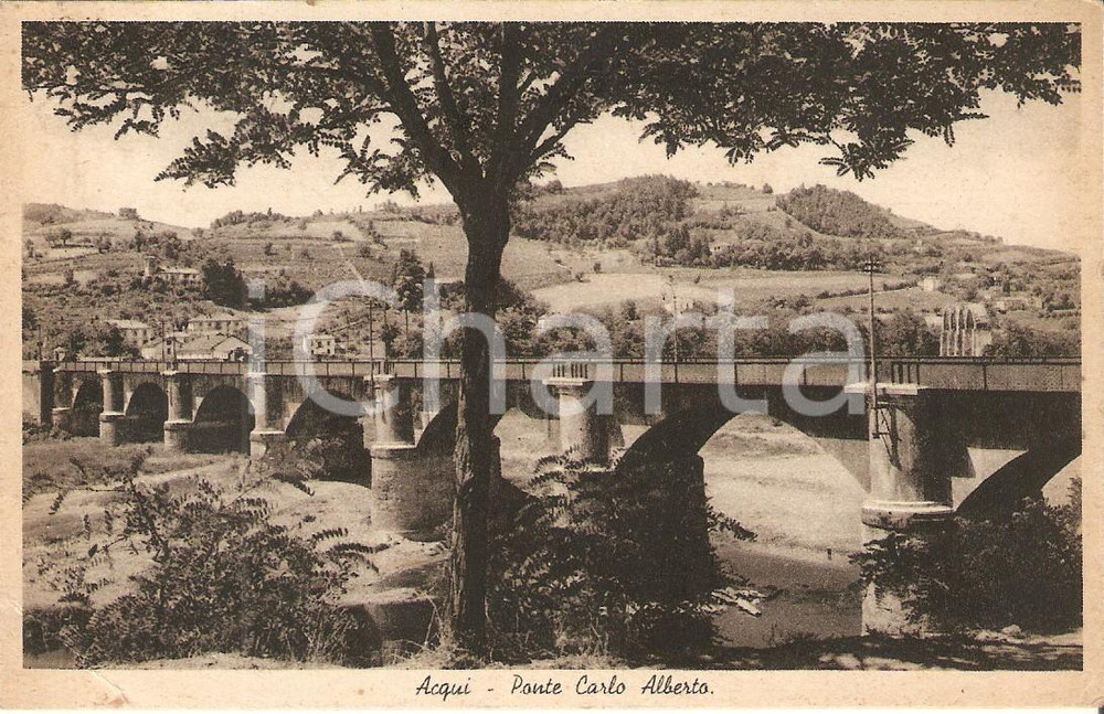 Cartolina originale da collezione 1939 ACQUI TERME AL Panorama di Ponte Carlo Alberto Cartolina FP VG 1