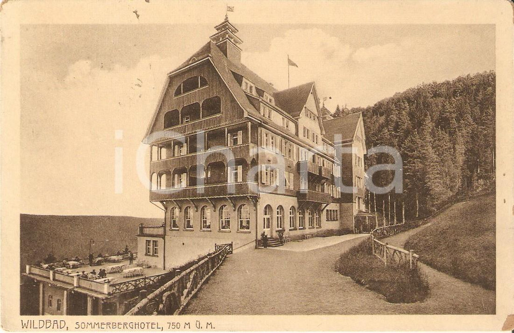Cartolina originale da collezione 1912 BAD WILDBAD DEUTSCHELAND Sommerberghotel Cartolina FP VG 1