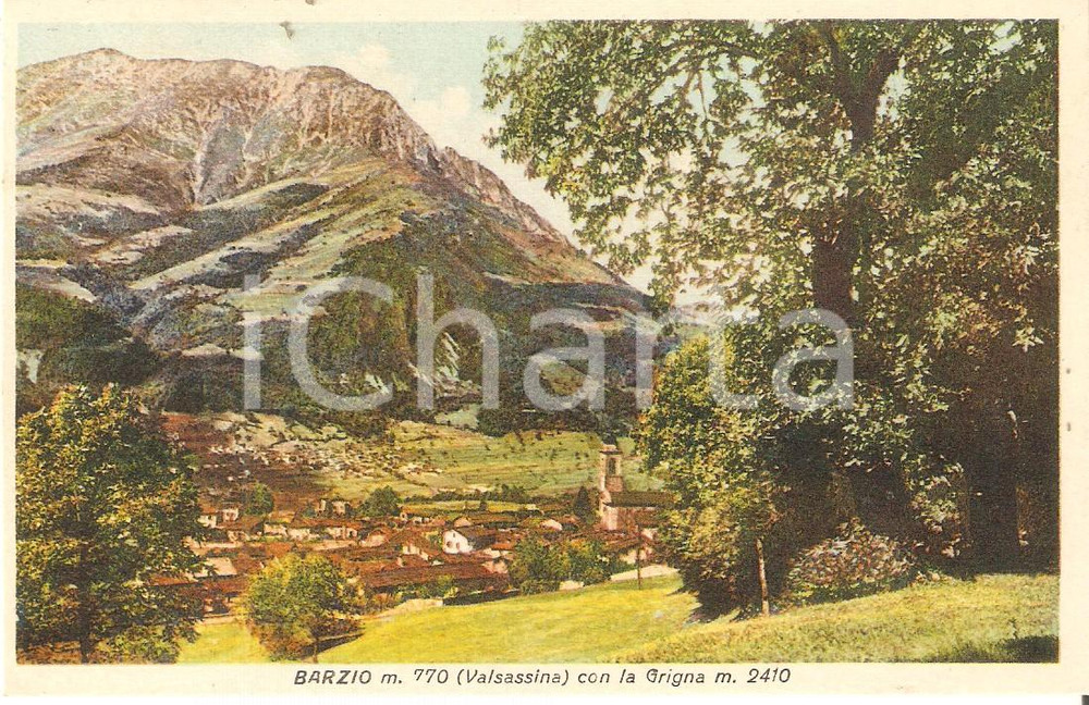 Cartolina originale da collezione 1946 BARZIO LC Panorama con la GRIGNA Valsassina Cartolina FP VG 1