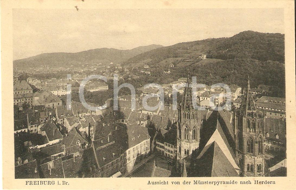 Cartolina originale da collezione 1940 ca FREIBURG Aussicht von der Munsterpyramide nach Herdern Cartolina FP NV 1