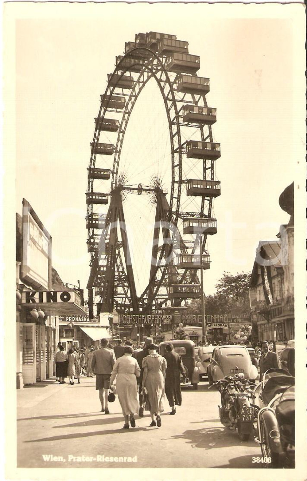 Cartolina originale da collezione 1951 WIEN AUSTRIA Ruota panoramica del PRATER Riesenrad Cartolina FP VG 1