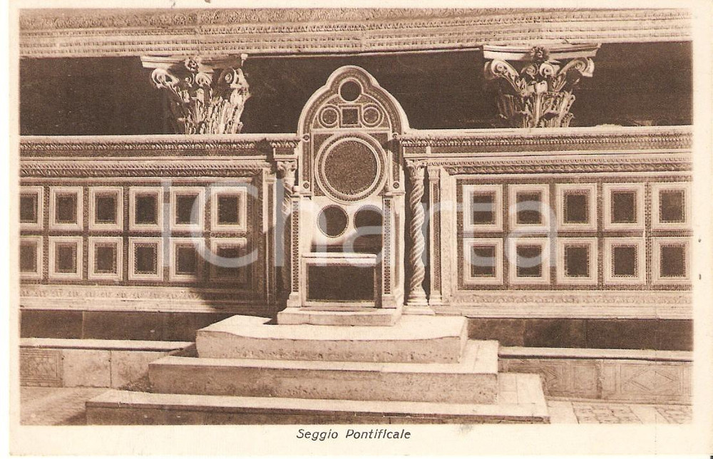 Cartolina originale da collezione 1950 ca ROMA San Lorendo al Verano  Seggio Pontificale Cartolina FP NV 1