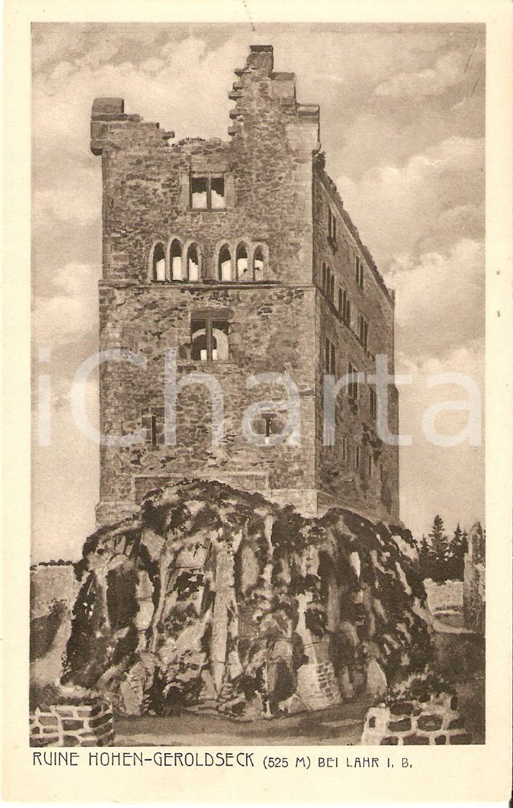Cartolina originale da collezione 1935 ca SEELBACH DEUTSCHLAND Ruine HOHENGEROLDSECK Cartolina FP NV 1