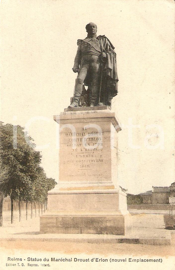 Cartolina originale da collezione 1907 REIMS FRANCE Statue du MarÃ©chal DROUET D ERION Cartolina FP VG 1