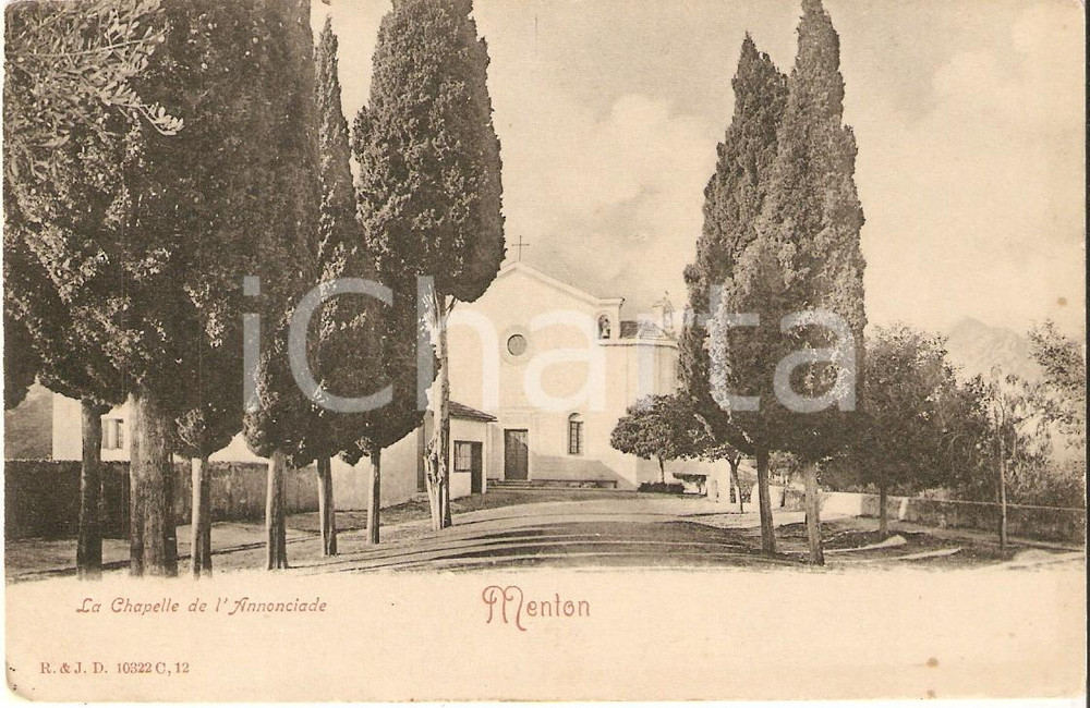Cartolina originale da collezione 1905 ca MENTON FRANCE La Chapelle de l Annonciade Cartolina FP NV 1