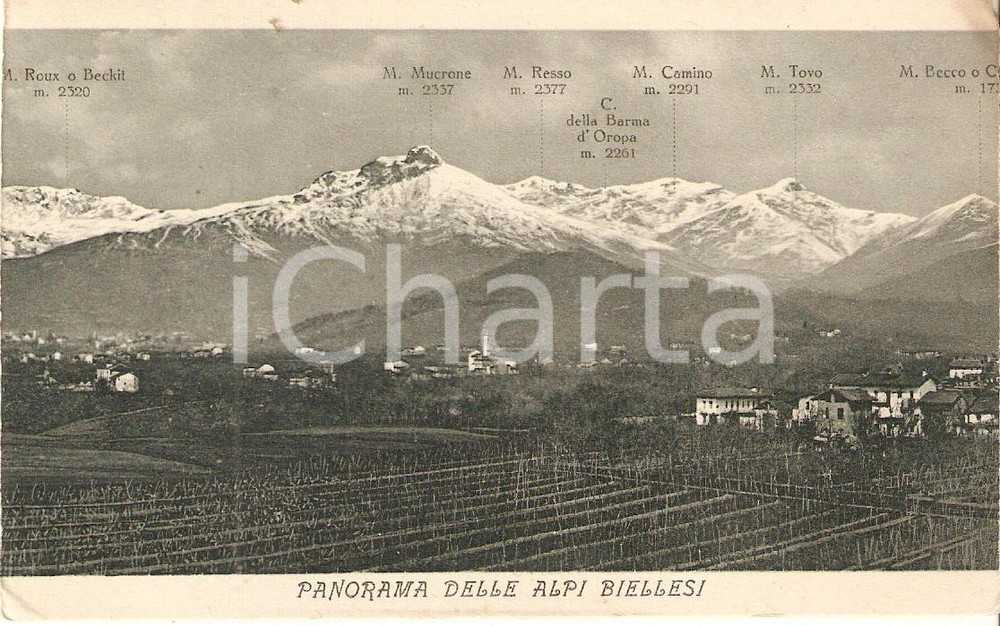 Cartolina originale da collezione 1924 ALPI BIELLESI Monti Roux MUCRONE Resso TOVO Camino BECCO Cartolina FP VG 1