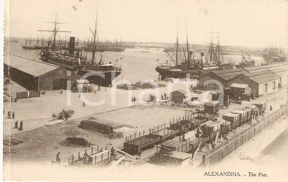 Cartolina originale da collezione 1920 ca ALESSANDRIA D EGITTO Il porto Cartolina DANNEGGIATA FP NV 1