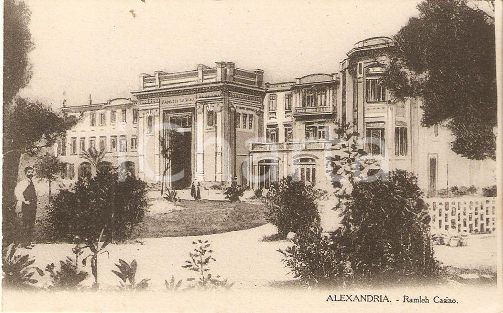 Cartolina originale da collezione 1920 ca ALESSANDRIA D EGITTO Panorama con il RAMLEH Casino Cartolina FP NV 1