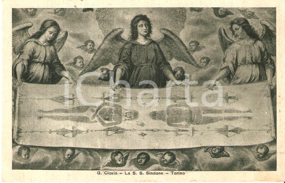 Cartolina originale da collezione 1935 ca ARTE La SACRA SINDONE dipinta da Giulio CLOVIO Cartolina FP NV 1