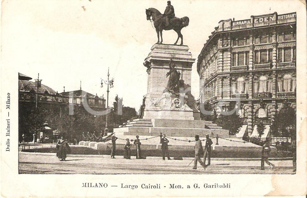 Cartolina originale da collezione 1905 ca MILANO Largo Cairoli  Monumento a Giuseppe GARIBALDI Cartolina FP NV 1