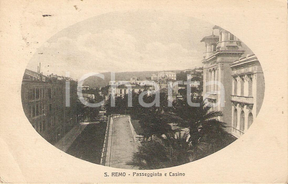 Cartolina originale da collezione 1912 SANREMO IM Panorama con passeggiata e CasinÃ² Cartolina FP VG 1
