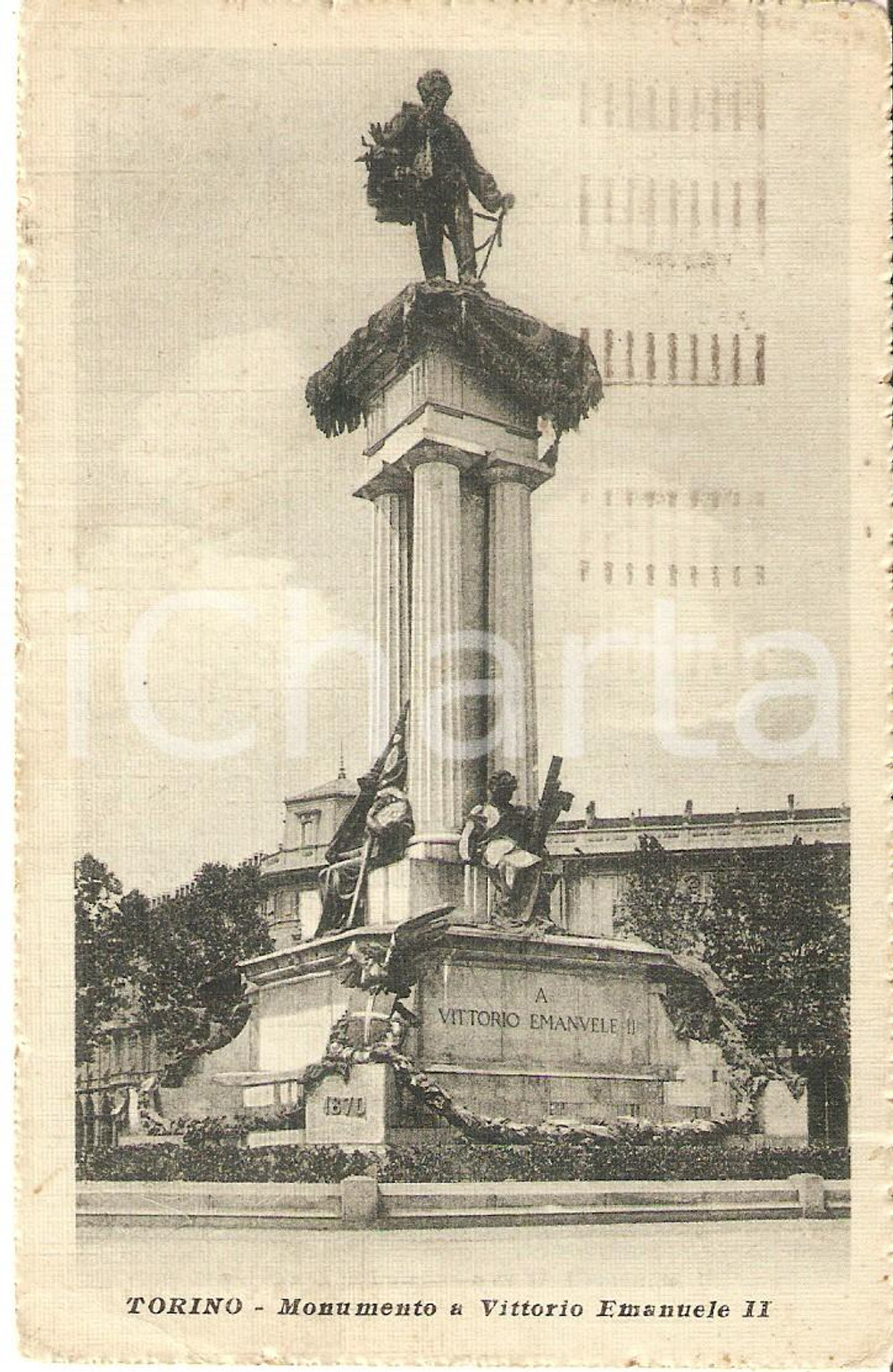 Cartolina originale da collezione 1922 TORINO Monumento a Vittorio Emanuele II Cartolina FP VG 1