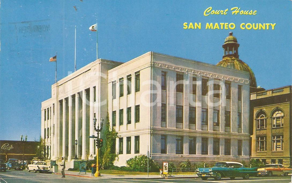 Cartolina originale da collezione 1964 SAN MATEO COUNTY  CALIFORNIA USA New court house Cartolina FP VG 1
