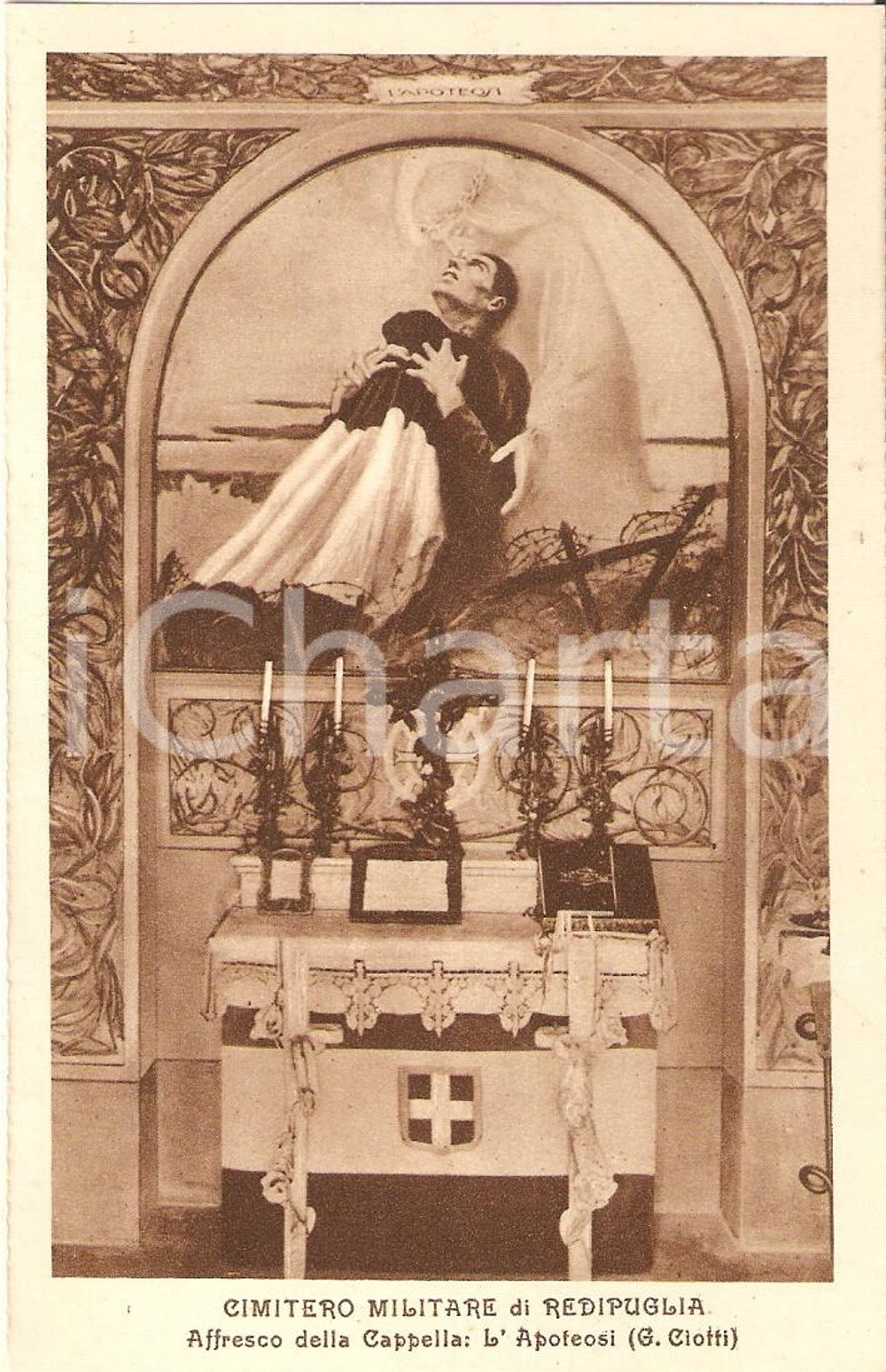 Cartolina originale da collezione 1925 ca Sacrario REDIPUGLIA GO Affresco di Giuseppe CIOTTI Cartolina FP NV 1