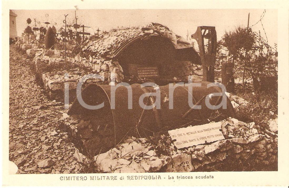 Cartolina originale da collezione 1925 ca Sacrario REDIPUGLIA GO La trincea scudata Cartolina FP NV 1