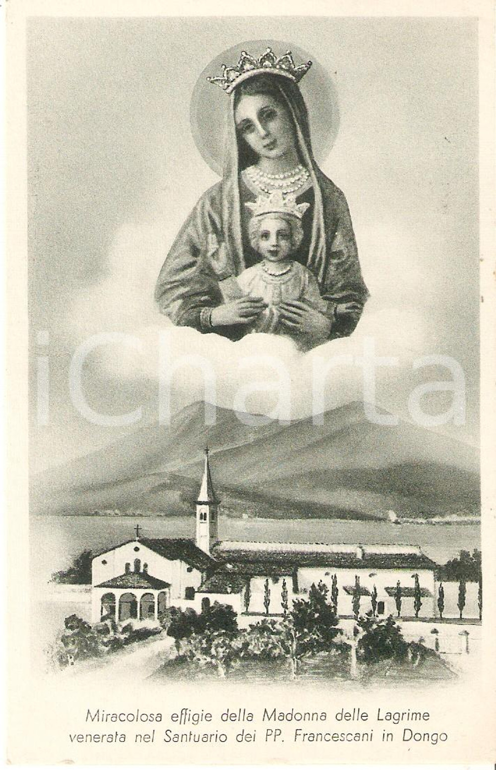 Cartolina originale da collezione 1956 DONGO CO Madonna veglia su Convento Santa Maria delle Lacrime FP VG 1