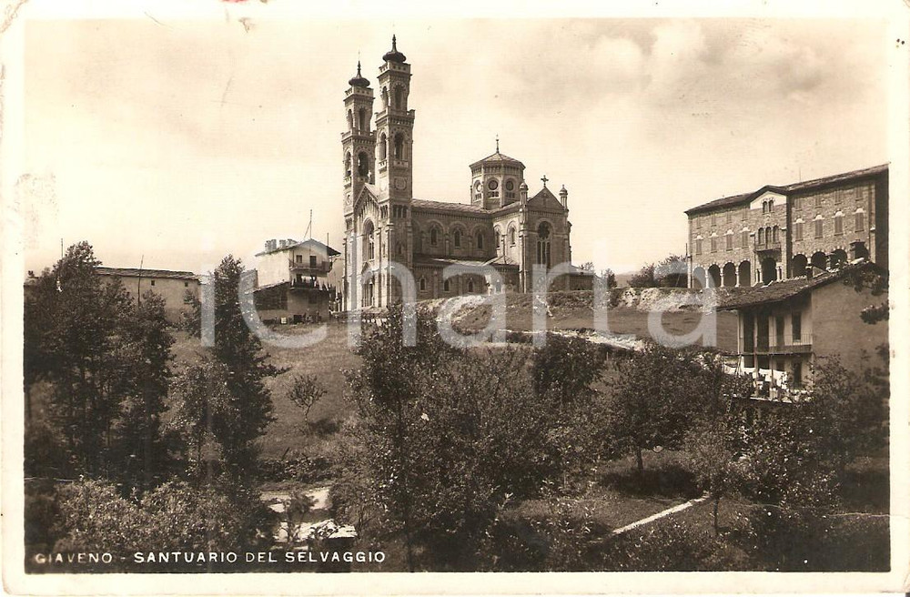 Cartolina originale da collezione 1937 GIAVENO Fraz. SELVAGGIO Santuario Nostra Signora di LOURDES Cartolina FP VG 1