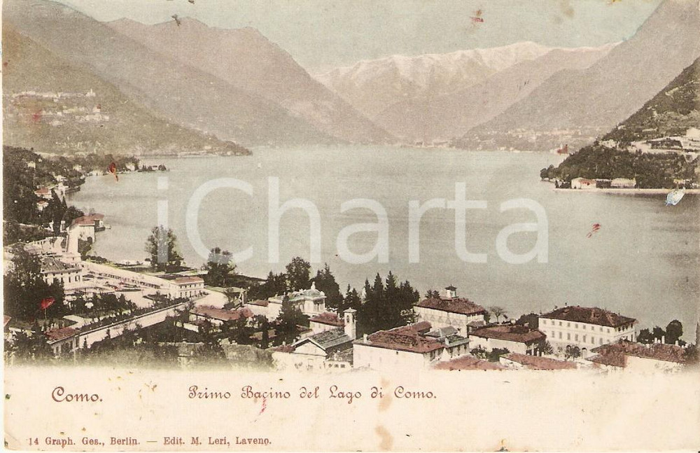 Cartolina originale da collezione 1905 ca COMO Primo bacino del Lago Cartolina FP VG 1