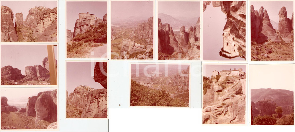 Fotografia d epoca originale 1964 KALAMBAKA GREECE Panorama di METEORA e monasteri  Lotto 12 foto 9x11 cm 1