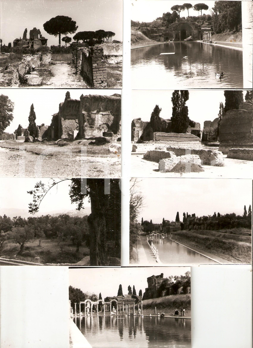 Fotografia d epoca originale 1958 TIVOLI RM Vedute di VILLA ADRIANA CanÃ²po Lotto 7 foto 10x7 cm 1