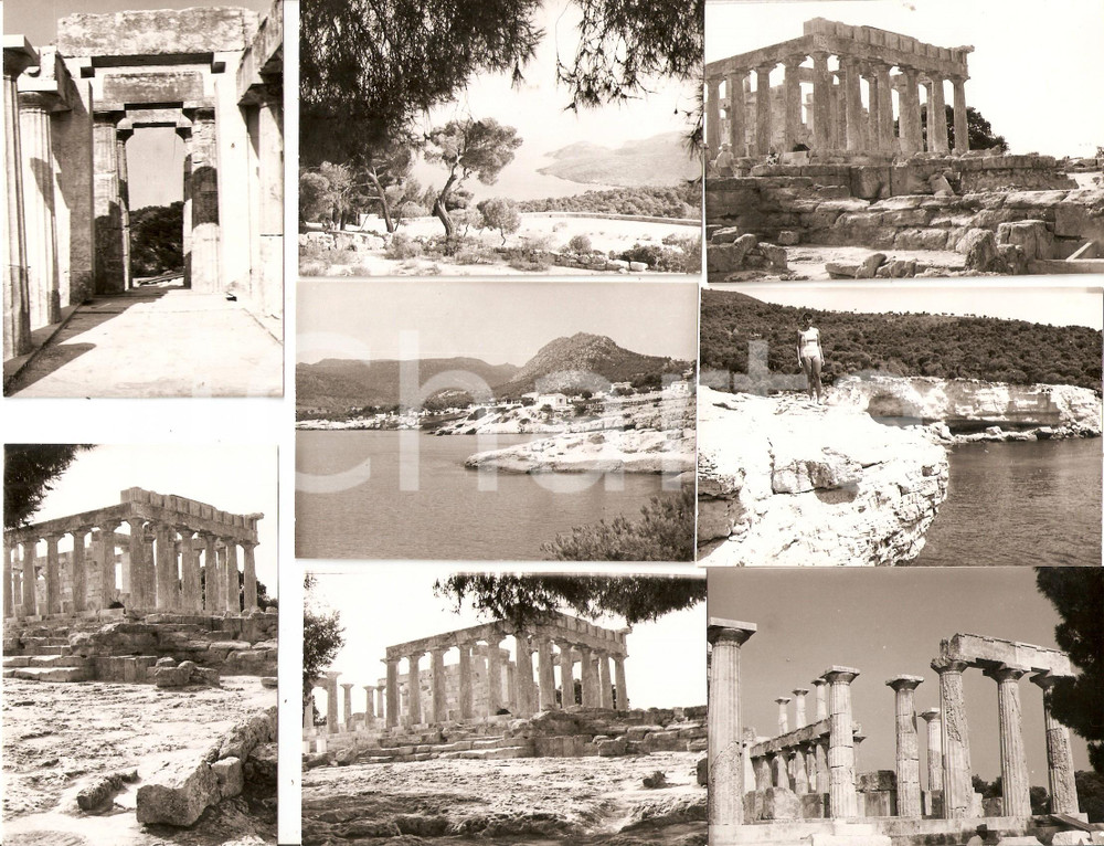Fotografia d epoca originale 1959 EGINA GREECE Sito archeologico e gita agli scogli Lotto 8 foto 10x8 cm 1