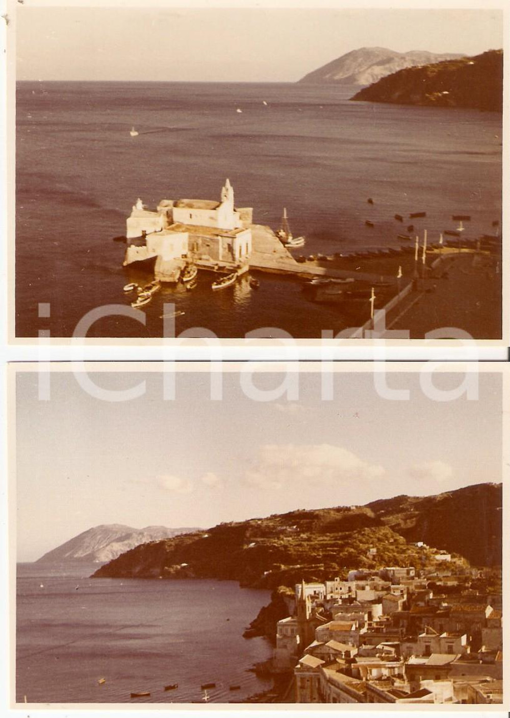 Fotografia d epoca originale 1958 ISOLE EOLIE Panorama di LIPARI Lotto 2 foto 10x7 cm 1