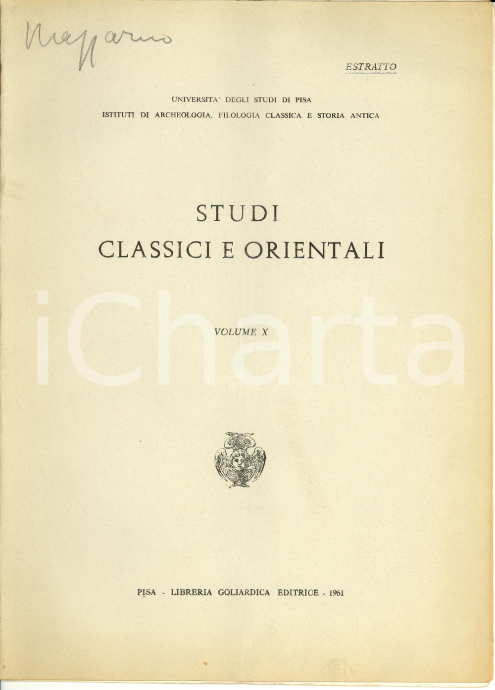 Libro, pubblicazione d epoca 1961 PISA Silvio FERRI Leoni anatolici e leoni romanici TAVOLE ILLUSTRATE 1