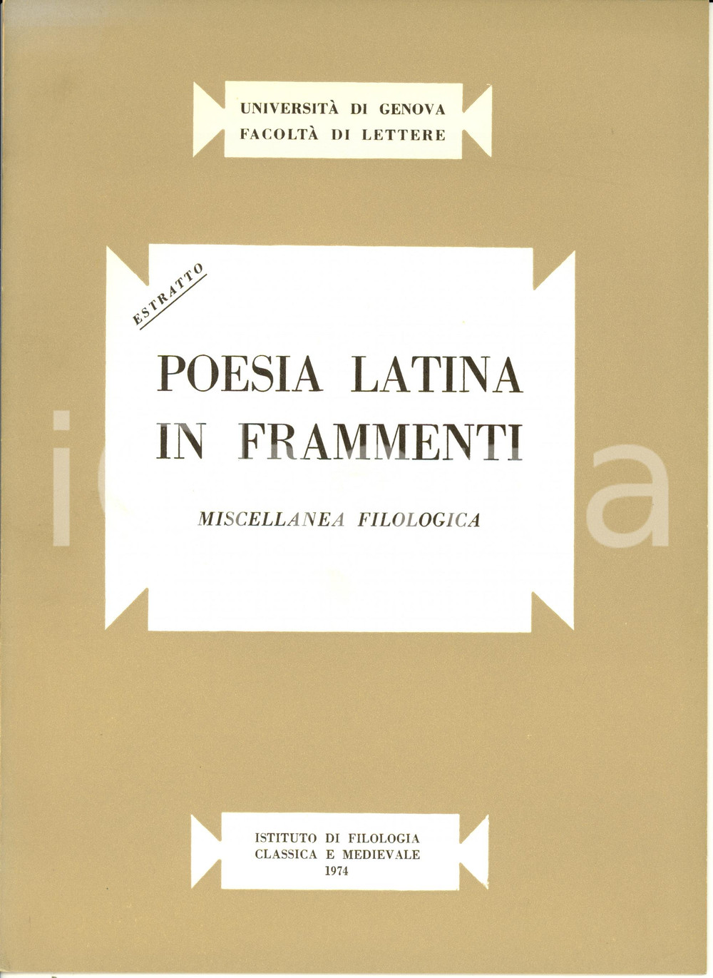 Libro, pubblicazione d epoca 1974 Bruno LUISELLI Sul perduto LIBER EPIGRAMMATICUS di BEDA Pubblicazione 1