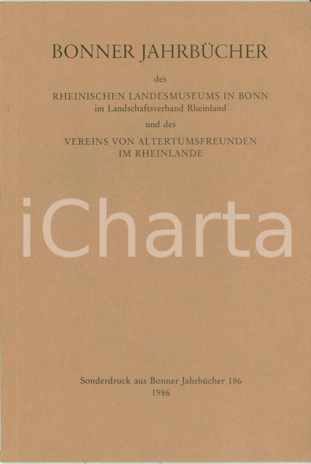 Libro, pubblicazione d epoca 1986 BONN Recensioni archeologia classica dai BONNER JAHRBUCHER Pubblicazione 1