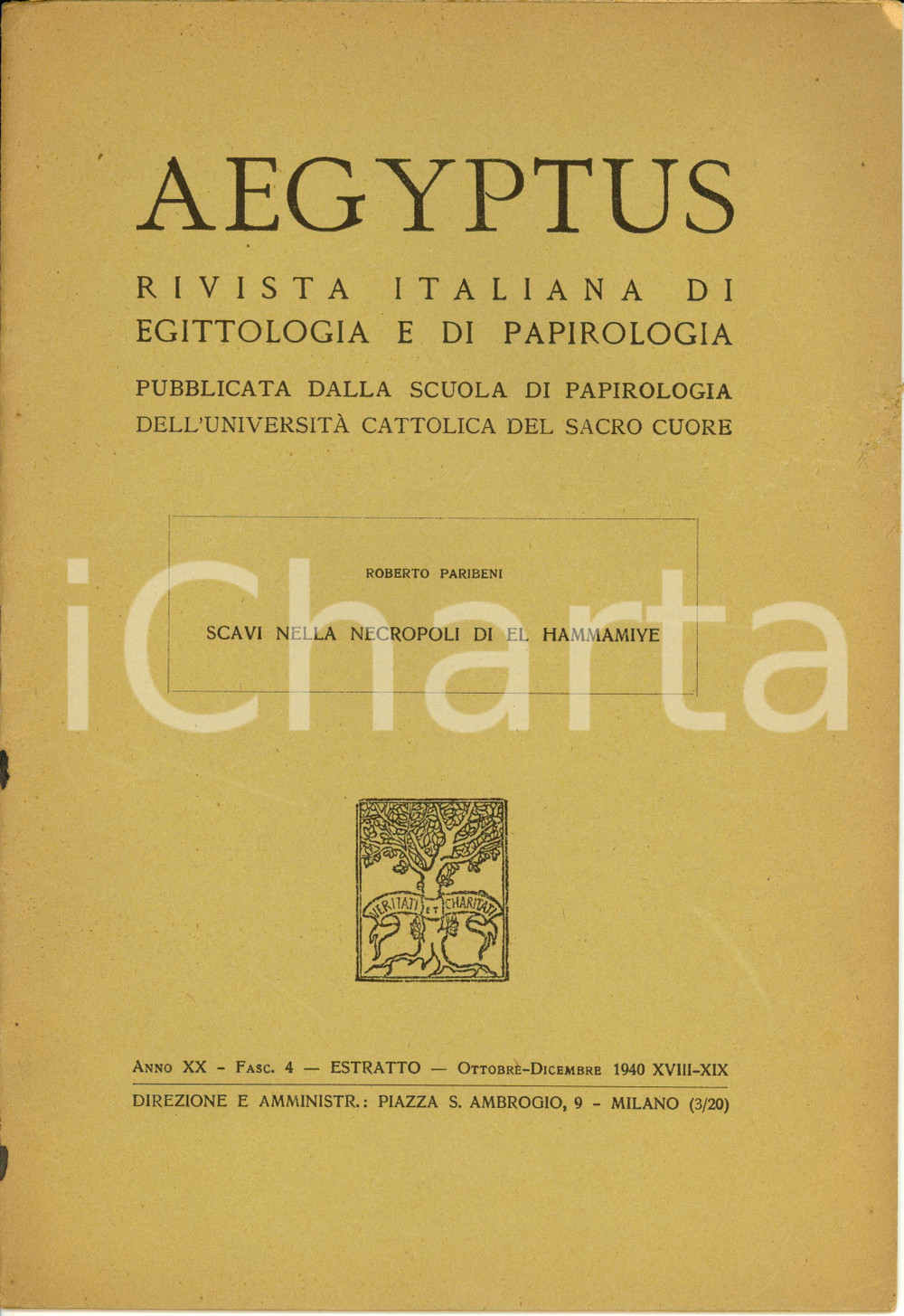 Libro, pubblicazione d epoca 1940 Roberto PARIBENI Scavi necropoli di EL HAMMAMIYE con TAVOLE Pubblicazione 1