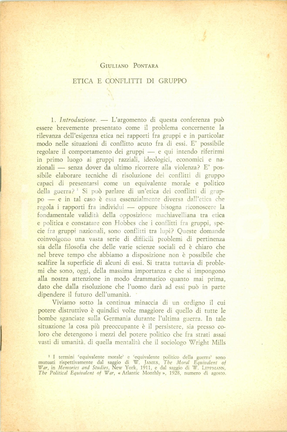 Libro, pubblicazione d epoca 1968 Giuliano PONTARA Etica e conflitti di gruppo Pubblicazione 1