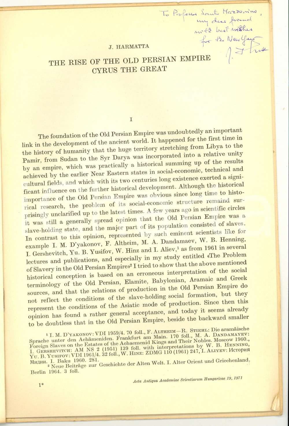 Libro, pubblicazione d epoca 1971 Janos HARMATTA The rise of the old Persian empire 1