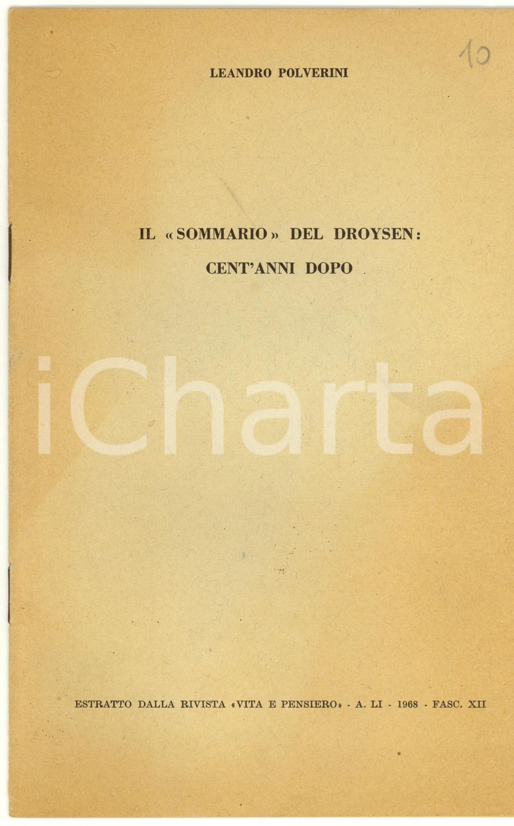 Libro, pubblicazione d epoca 1968 Leandro POLVERINI Il sommario del DROYSEN 1